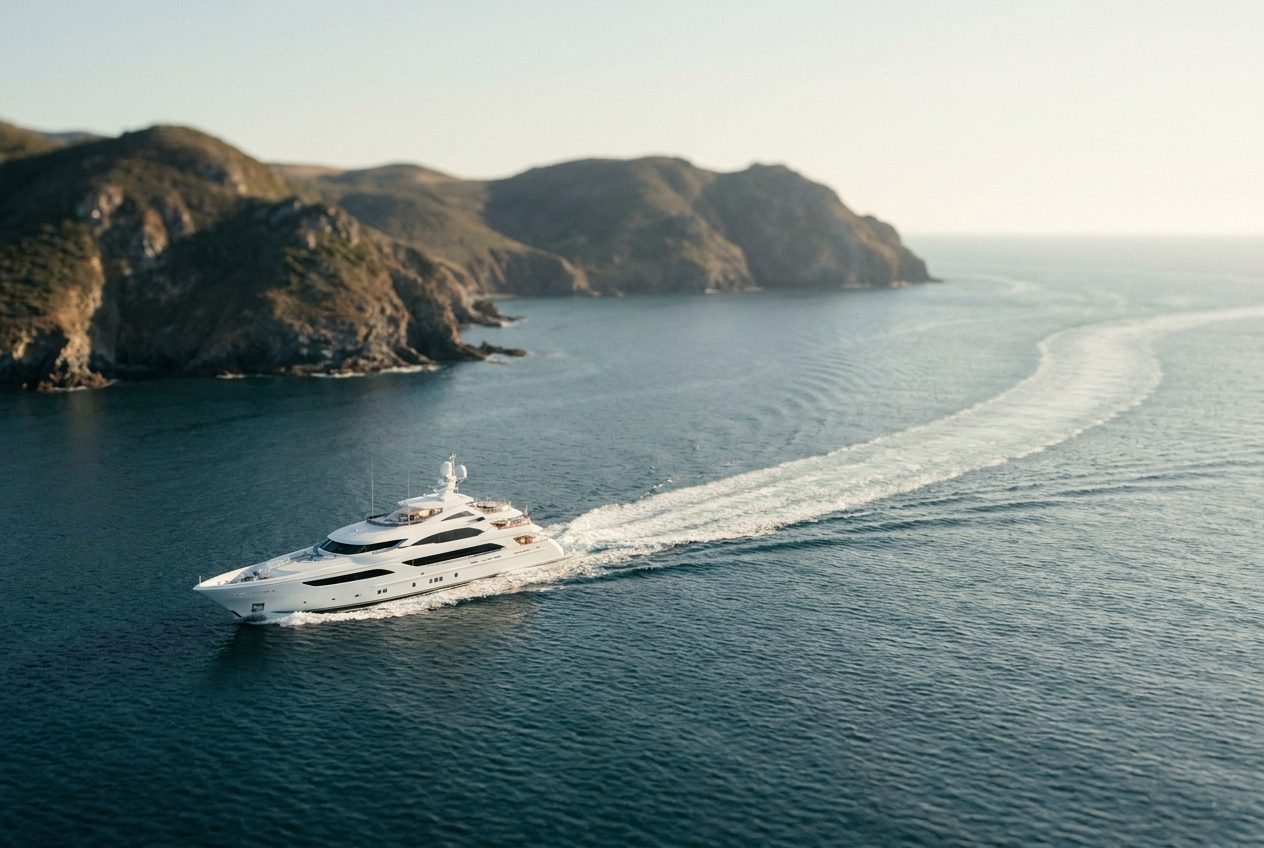 Superyacht off the Riviera coast